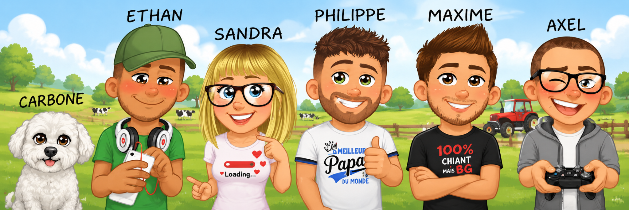Portrait illustré de la famille Philandra avec Carbone